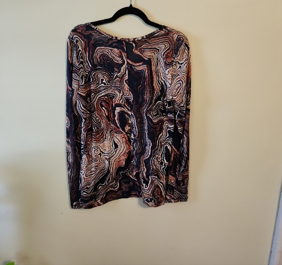Simply Vera Vera Wang Marble Pattern Long Sleeve Top - Picture 3 of 4